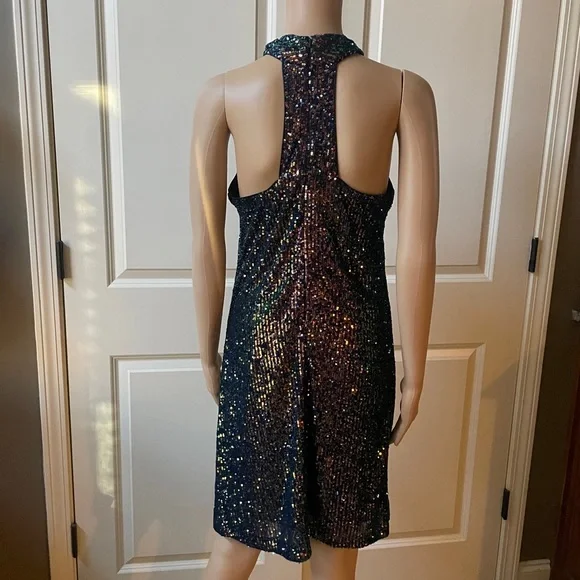 NWT Cache Iridescent Sequin Dress - halter neckline - Size Small - Picture 5 of 11